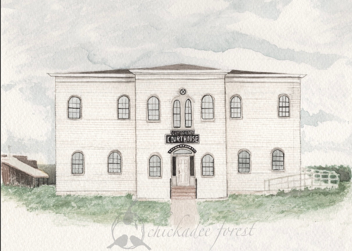 The Historic Chisago County Courthouse, Almelund 5x7 Chickadee Forest