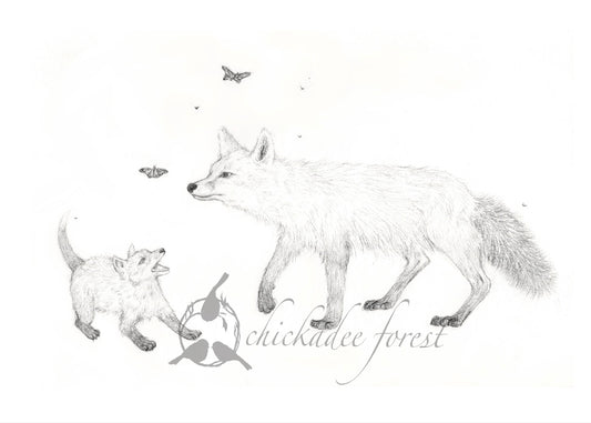 Mother Fox and Baby 8.5x11